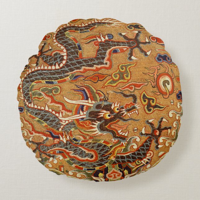 Chinesischer Orientalischer Drache Rundes Kissen (Vorderseite)
