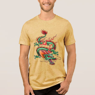 Chinesischer östlicher grüner Drache, mythische Kr Tri-Blend Shirt