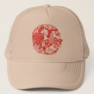 Chinesischer Papercut-Rooster Jahr Zodiac Birthday Truckerkappe