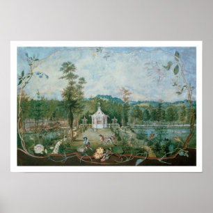 Chinesischer Pavillon in einem Englischen Garten, Poster
