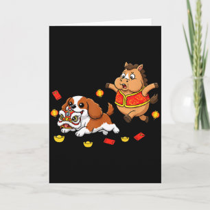Chinesischer Pferd Cavalier King Charles Spaniel G Karte