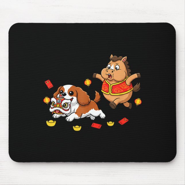 Chinesischer Pferd Cavalier King Charles Spaniel G Mousepad (Vorne)