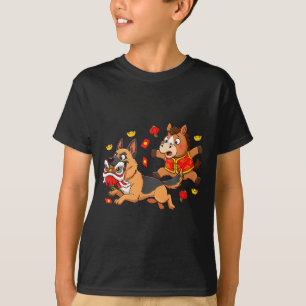 Chinesischer Pferd Deutscher Schäferhund Kind Männ T-Shirt