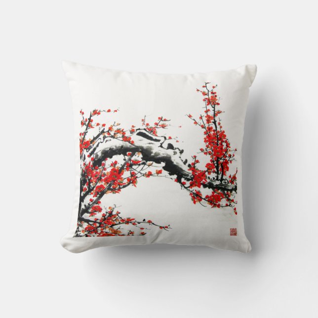 Chinesischer Pflaumenbaum Kissen (Vorderseite)