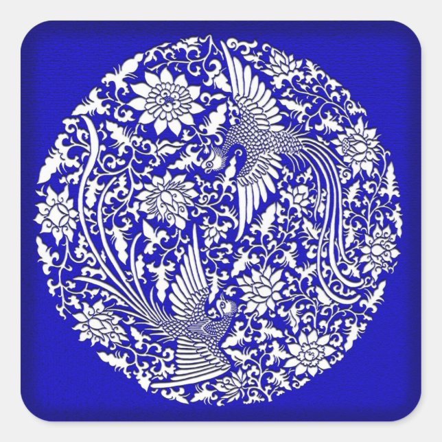 Chinesischer Phönix Quadratischer Aufkleber (Vorderseite)