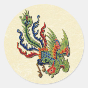 Chinesischer reicher Pfauentattoo Runder Aufkleber