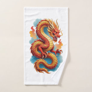 Chinesischer roter Drache feurige Illustration-675 Handtuch