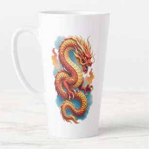 Chinesischer roter Drache feurige Illustration-675 Milchtasse