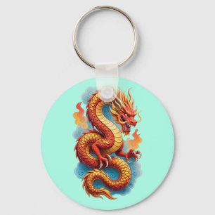 Chinesischer roter Drache feurige Illustration-675 Schlüsselanhänger