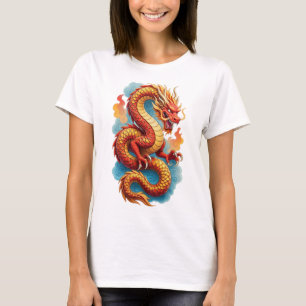 Chinesischer roter Drache feurige Illustration-675 T-Shirt