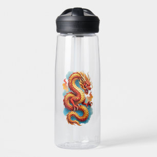 Chinesischer roter Drache feurige Illustration-675 Trinkflasche