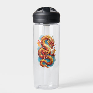Chinesischer roter Drache feurige Illustration-675 Trinkflasche