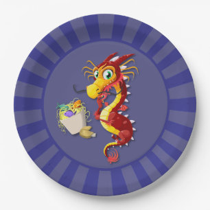 Chinesischer Roter Dragon Pappteller