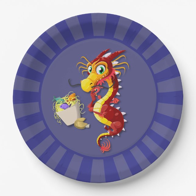 Chinesischer Roter Dragon Pappteller (Vorderseite)
