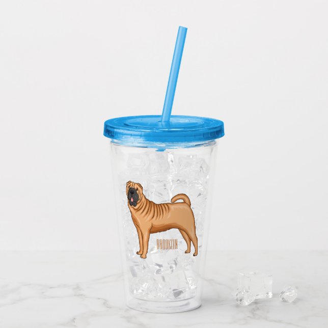 Chinesischer Shar-Pei-Hund-Cartoon Acryltrinkbecher (Rückseite Ice)