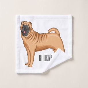 Chinesischer Shar-Pei-Hund-Cartoon Badhandtuch Set