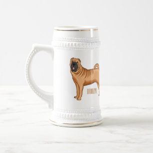 Chinesischer Shar-Pei-Hund-Cartoon Bierglas