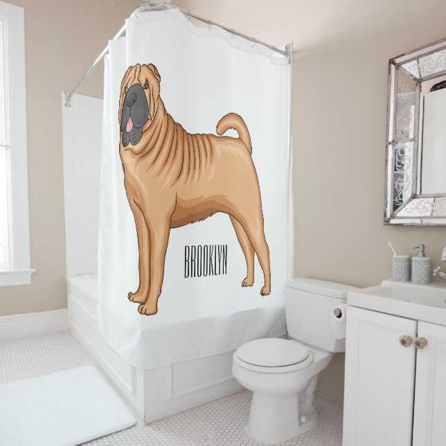 Chinesischer Shar-Pei-Hund-Cartoon Duschvorhang (Beispiel)