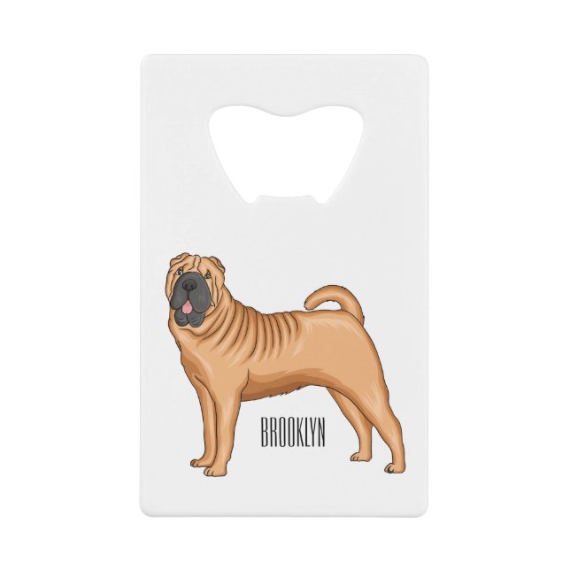 Chinesischer Shar-Pei-Hund-Cartoon Geldbeutel Flaschenöffner (Vorderseite)