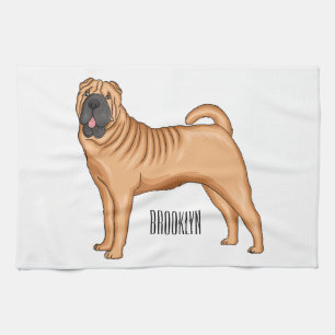 Chinesischer Shar-Pei-Hund-Cartoon Geschirrtuch