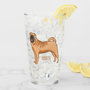 Chinesischer Shar-Pei-Hund-Cartoon Glas