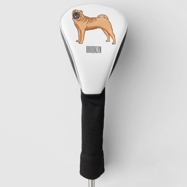 Chinesischer Shar-Pei-Hund-Cartoon Golf Headcover (Vorderseite)