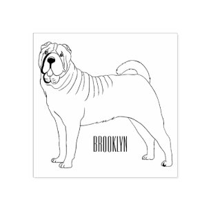 Chinesischer Shar-Pei-Hund-Cartoon Gummistempel