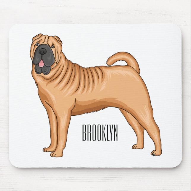 Chinesischer Shar-Pei-Hund-Cartoon Mousepad (Vorne)