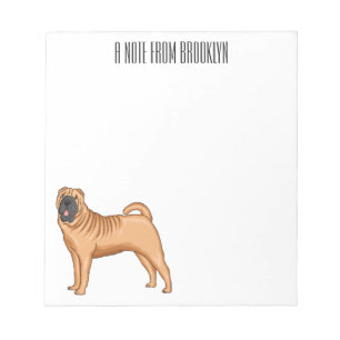 Chinesischer Shar-Pei-Hund-Cartoon Notizblock