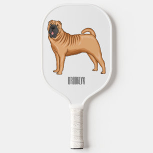 Chinesischer Shar-Pei-Hund-Cartoon Pickleball Schläger