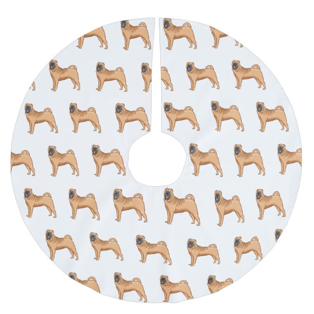 Chinesischer Shar-Pei-Hund-Cartoon Polyester Weihnachtsbaumdecke (Vorderseite)