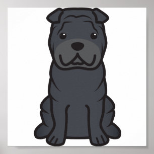 Chinesischer Shar-Pei-Hund-Cartoon Poster