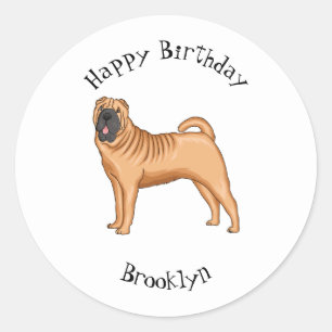 Chinesischer Shar-Pei-Hund-Cartoon Runder Aufkleber