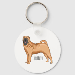 Chinesischer Shar-Pei-Hund-Cartoon Schlüsselanhänger