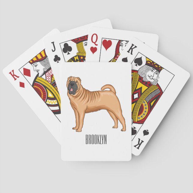 Chinesischer Shar-Pei-Hund-Cartoon Spielkarten (Rückseite)
