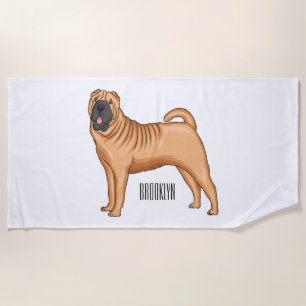 Chinesischer Shar-Pei-Hund-Cartoon Strandtuch