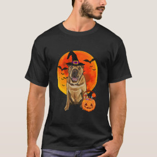 Chinesischer Shar-Pei-Hund Halloween-Kürbislaterne T-Shirt