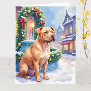 Chinesischer Shar-Pei Schneestadt Brunnen Weihnach Karte