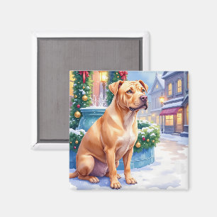 Chinesischer Shar-Pei Schneestadt Brunnen Weihnach Magnet