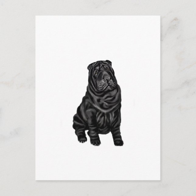 Chinesischer Shar Pei - schwarz Postkarte (Vorderseite)