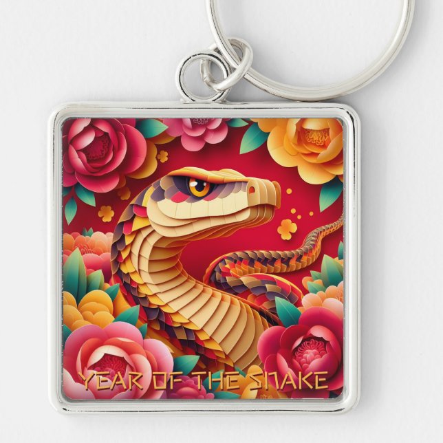Chinesischer Snake Origami Stil 2025 LMSqK Schlüsselanhänger (Vorne)