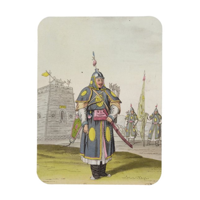 Chinesischer Soldat in vollem Schlachtkleid, Illus Magnet (Vertikal)