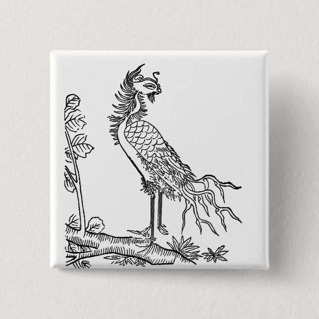 Chinesischer Spitzvogel Luan Button (Vorderseite)