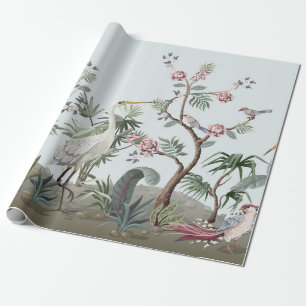 Chinesischer Stil-Rand mit Störchen und Päonien Geschenkpapier