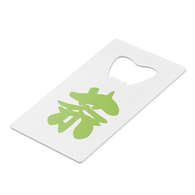 Chinesischer Tee aus Hanzi/Kanji Geldbeutel Flaschenöffner (Vorderseite Schrägansicht)