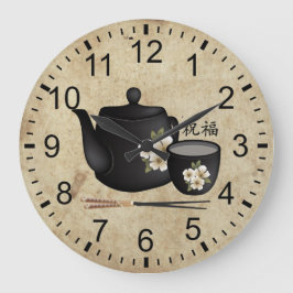 Chinesischer Tee für zwei "Segen" Große Wanduhr