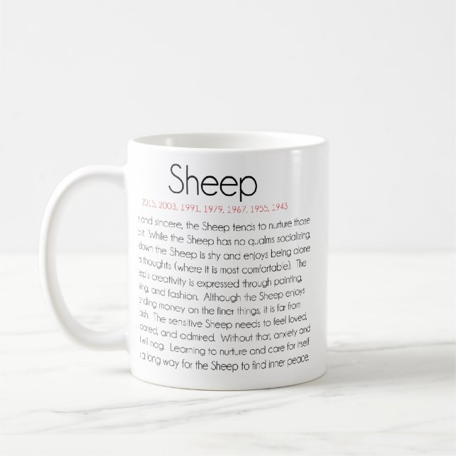 Chinesischer Tierkreis (Jahr der Schafe) 2 Kaffeetasse (Links)