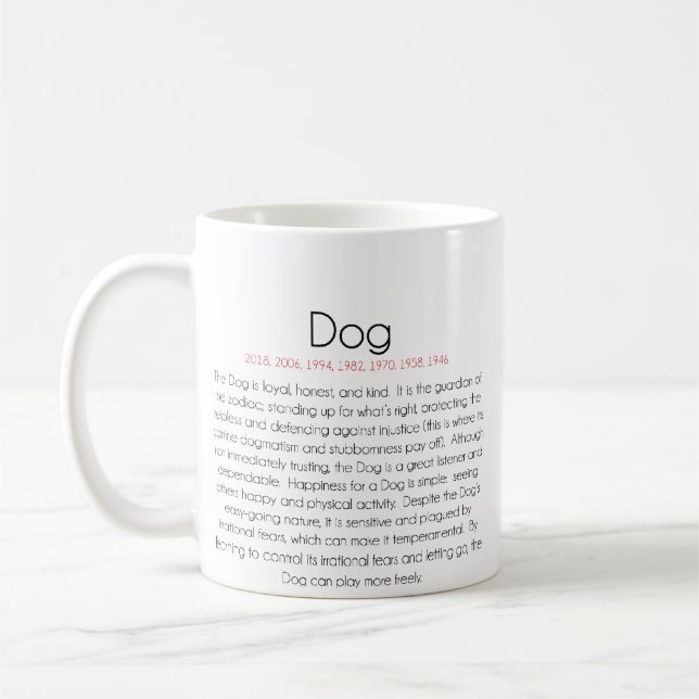 Chinesischer Tierkreis (Jahr des Hundes) 2 Kaffeetasse (Links)