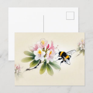 Chinesischer Tintenstand auf Rhododendron Postkarte