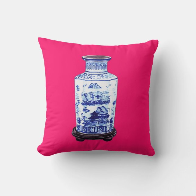 CHINESISCHER VASE AUF ROSA KISSEN (Vorderseite)